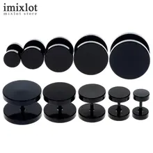 Imixlot бренд Высокое качество 10 шт. Черный Нержавеющая сталь поддельные обманщик беруши калибр, Ювелирное Украшение для тела Пирсинг серьги для мужчин