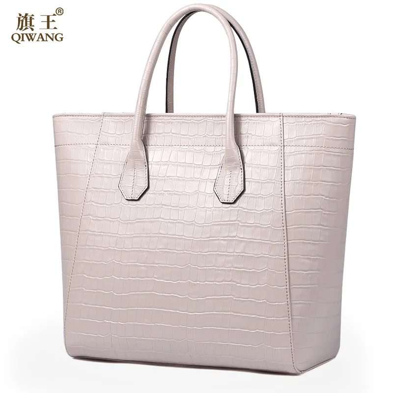 

Brand Design Big Crocodile Women Bag Rich Luxury Elegant Top Handle Bags Brand Women Tote Handbags Light Pink Color