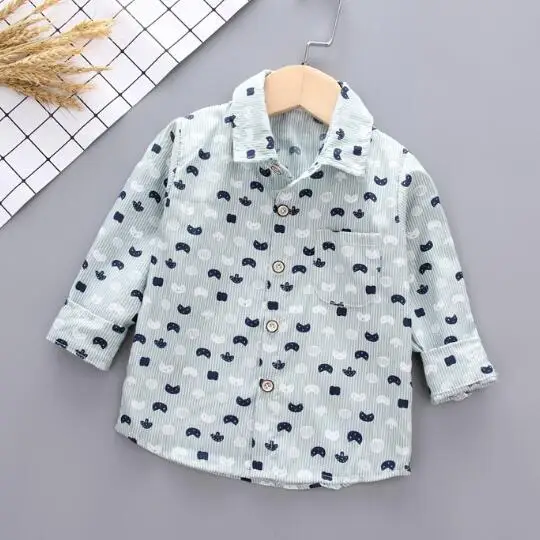 light green 1-5Years мальчики и девочки одежда для весны и осени топ с принтом рубашка с длинными рукавами верхняя одежда - Цвет: light green