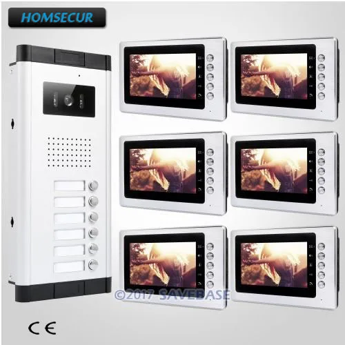 

HOMSECUR 7" Wired Video Secure Doorbell Intercom With Lock Release Button For 6 Families