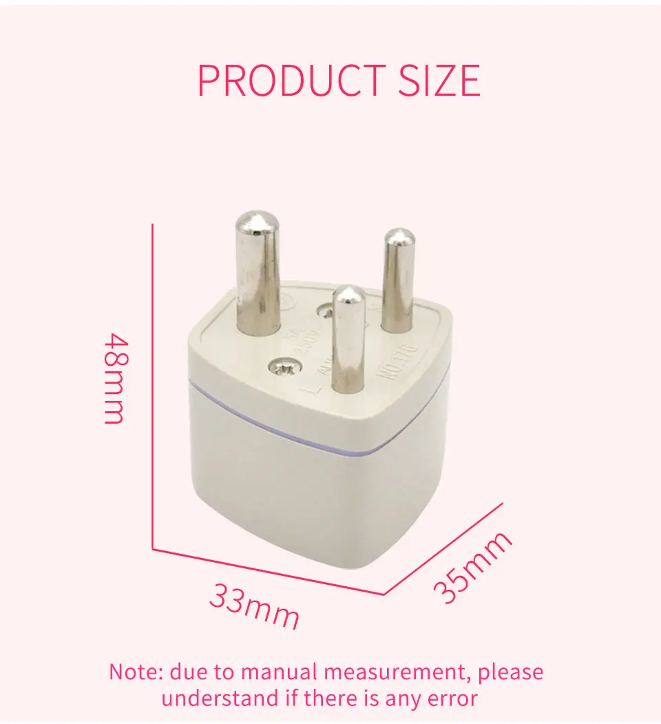 South Africa 3 pin Travel Adapter  to Universal UKUSEUAU 2500W 10A Power Plug (6)