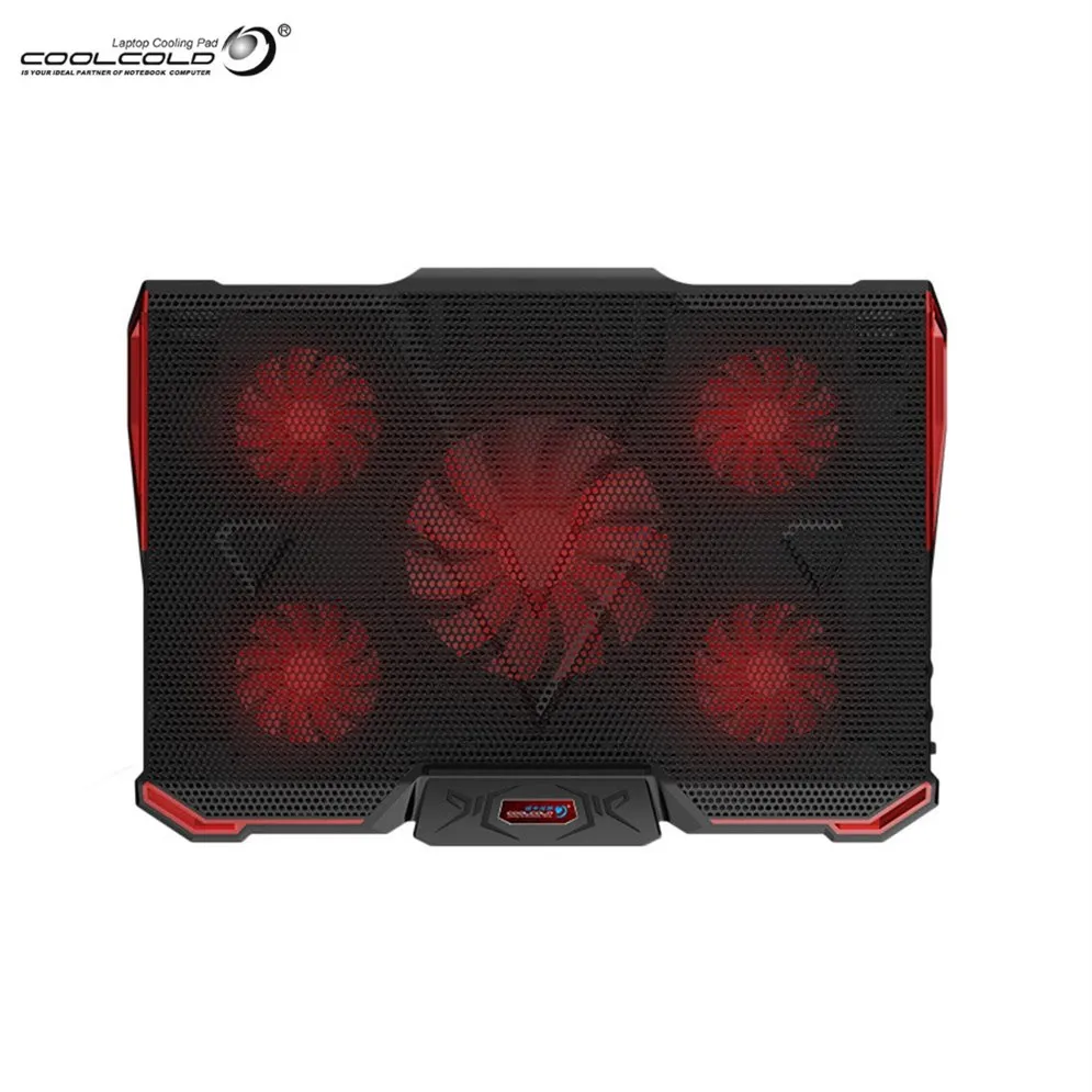 

COOLCOLD Laptop Cooler Cooling Pad 5 Fans Cooler Silence LED Fans Adjustable Angle Pad Notebook Holder Stand Cooler