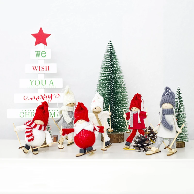 6 шт. креативная Рождественская подвесная кукла с санями, Рождественские елочные украшения, детские игрушки, рождественские подвесные подарочные украшения для дома