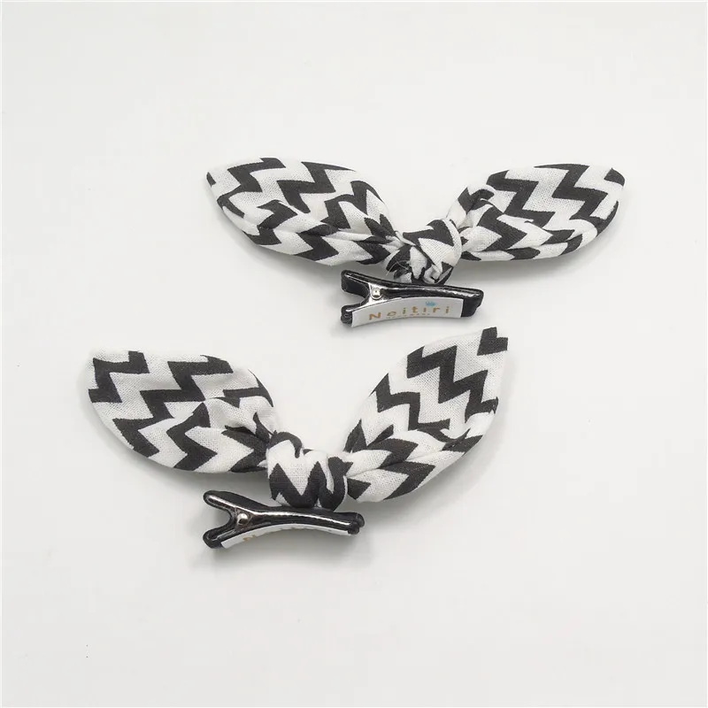 5 шт./лот черно белая заколка для волос с волнистым принтом в виде кроличьих ушей