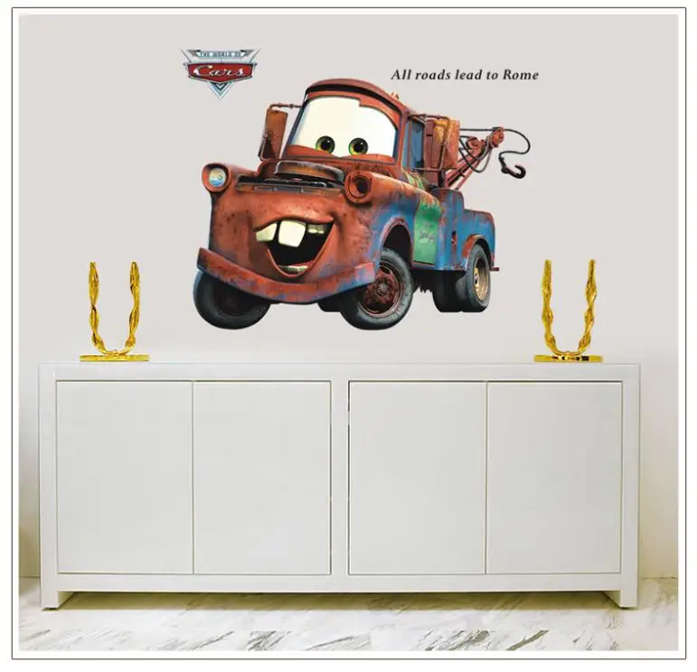 

Pixar cars Mater wall stickers for kids room/All Roads Lead to Rome quote wall strickers home decor 3D wall stickers ZY9007