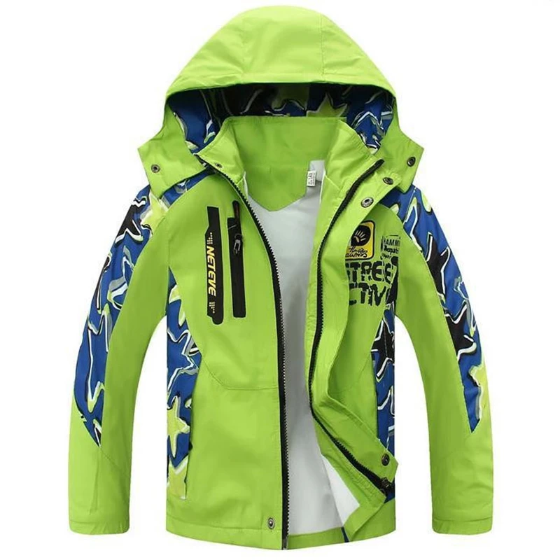 

Boy's Letter Printed Pattern Coats Children's Water Repellent Windproof Softshell Jackets Tops