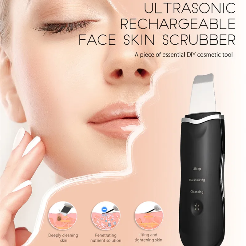 

Rechargeable Ultrasonic Face Skin Blackhead Removal Scrubber Facial Cleaner Peeling Vibration Exfoliating Pore Cleaner Tools