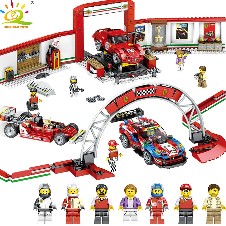 

HUIQIBAO TOYS 915pcs Red Racing Car Building Blocks for Children Compatible city Speed champions Racer Figures boy Bricks