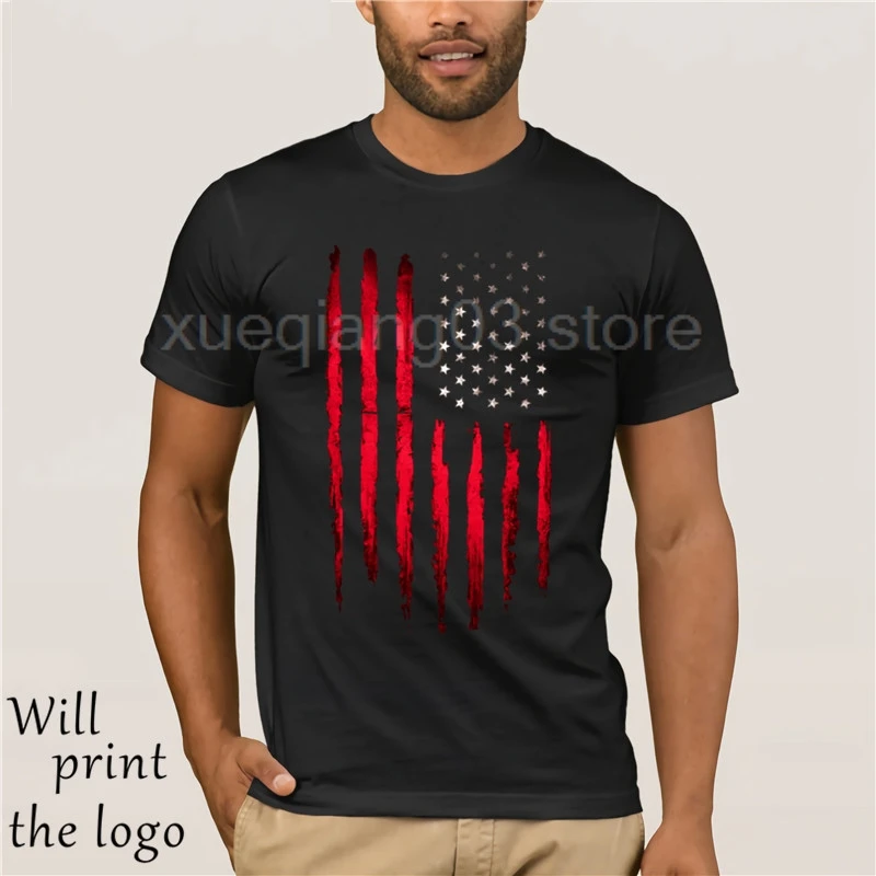 Cowboy USA Flag T Shirts Men Striped Shirt Red Tops Boys Cotton Blouses America Print Clothes Team Punk | Мужская одежда