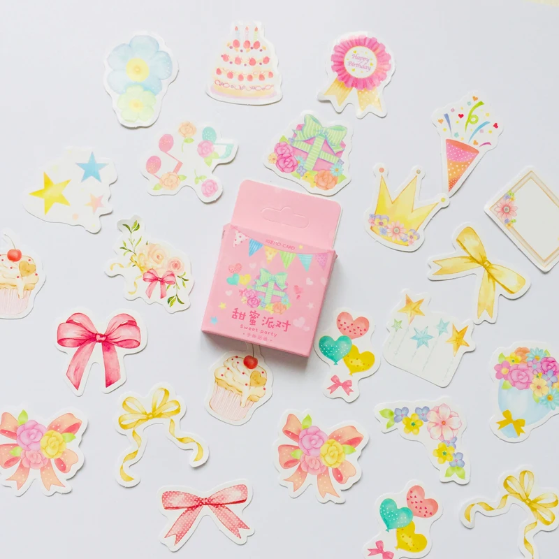 

46pcs /Box Sweet Birthday Party Adhesive DIY Sticker Stick Label Notebook Album Diary Decor