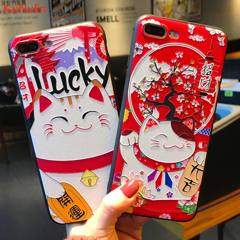KaiNuEn luxury 3d cat tpu phone back etui coque cover case for iphone 8 plus 8plus silicone silicon cases For Apple iphone8plus |