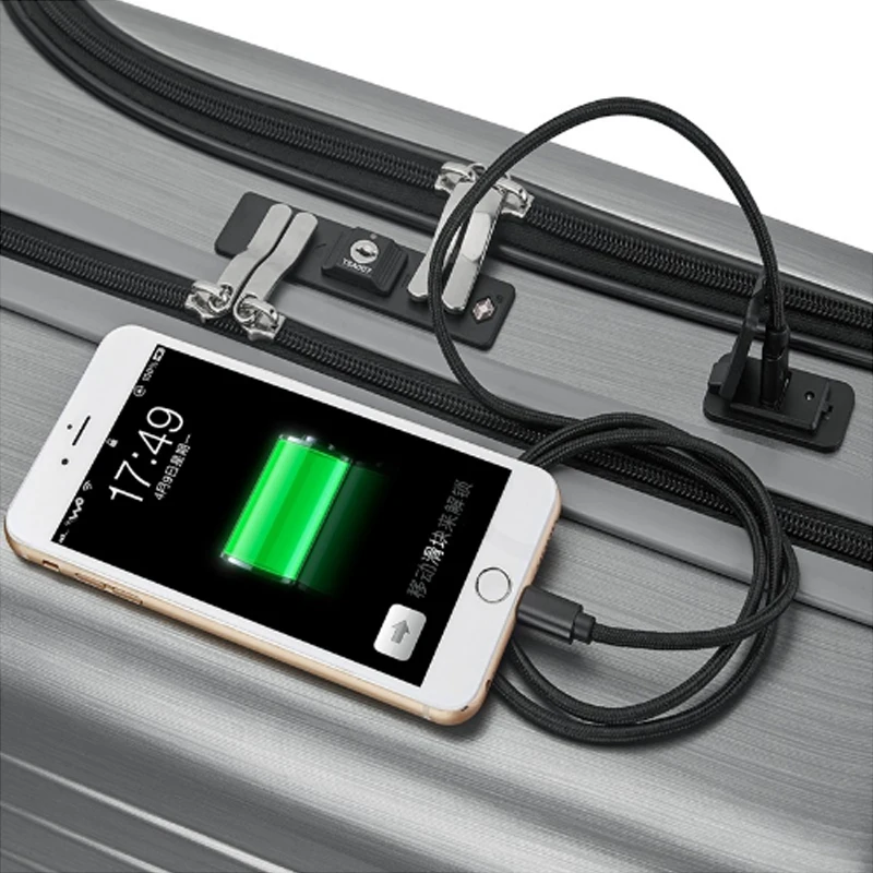 Дорожный чемодан новый на колесиках с сумкой для ноутбука Женский USB зарядкой