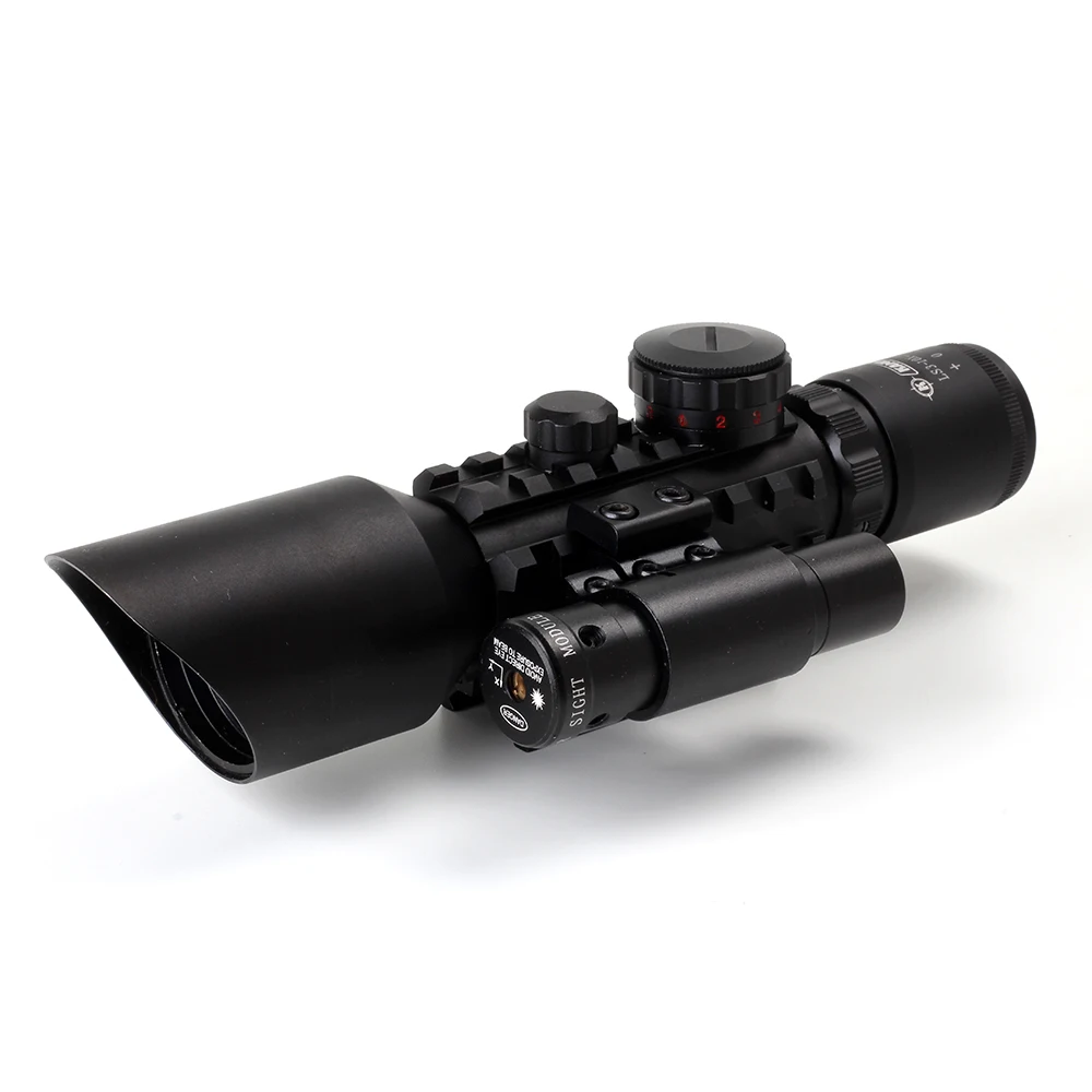 

Tactical KANDAR M9 3-10x42 Tri-Rail Optical Sight Red Green Illuminate Mil-dot Reticle Compact Riflescope Hunting Rifle Scope