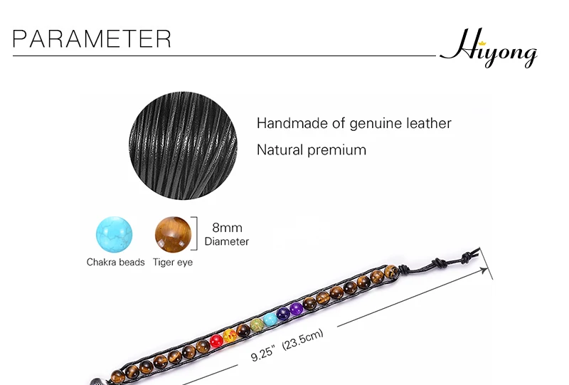 Кожаный браслет с бусинами чакра 8 мм гематит камень тигровый глаз винтажный ткацкий браслет натуральный камень Йога ювелирные изделия дропшиппинг