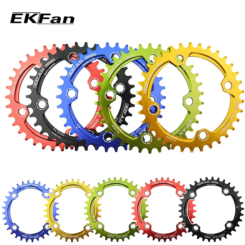 

EKFan Round Oval 104BCD 32T/34T/36T Cycling Chainring Narrow Wide Ultralight 7075-T6 MTB Bike Chainwheel Circle Crankset Plate