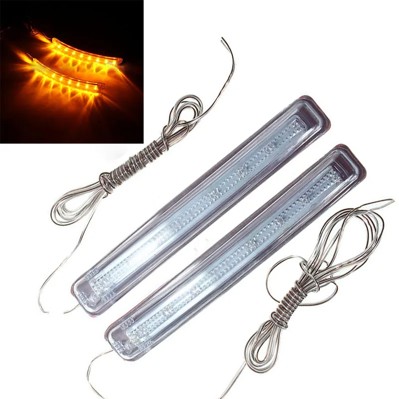 2pcs/set  Universal Car LED Rearview Mirror Strip Light Turn Signal Bumper Lamp