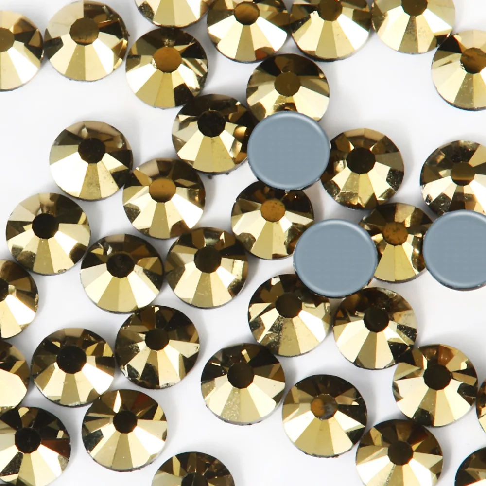 

New SMC Cut Mine Gold Iron on Rhinestone ss16 ss20 ss30 Hotfix Rhinestones AAAAA Grade for Luxury DIY things