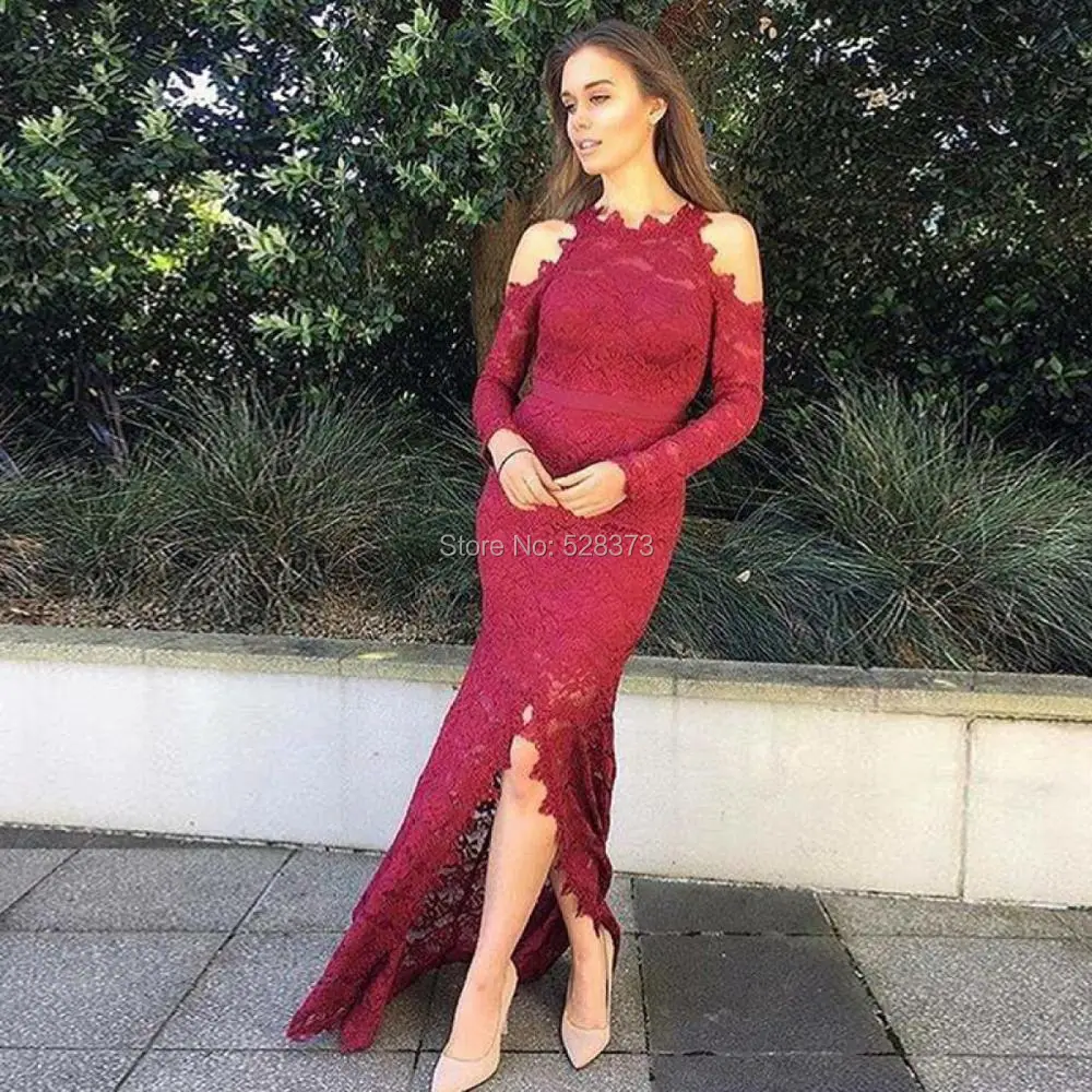 YNQNFS ED45 Robe De Soiree Off Shoulder Lange Mouwen Open/Slit Rok Bruidsmeisje Party Mermaid Jurk Lace Vestido de festa YNQNFS ED45 Robe De Soiree Off Shoulder Lange Mouwen Open/Slit Rok Bruidsmeisje Party Mermaid Jurk Lace Vestido de festa