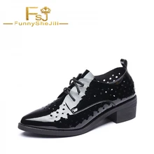 Для женщин черный Лакированная кожа острый носок Винтаж открытые босоножки Для женщин оксфорды понедельник женская обувь день FSJ пикантные элегантные