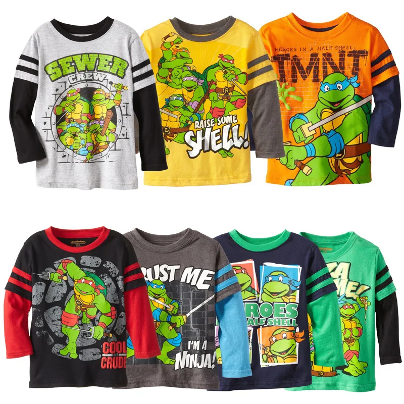 

Kids T-shirt Spring Children Boy Long Sleeves Cotton T-Shirts Cartoon Shirt Tops Baby Ninja Turtle Print Clothes Boys Sweatshirt