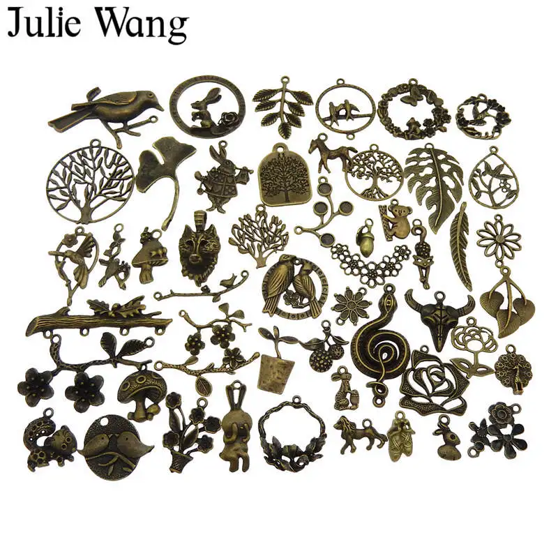 Julie Wang 10 шт. случайная отправка птиц животных листьев цветов шармы ожерелье