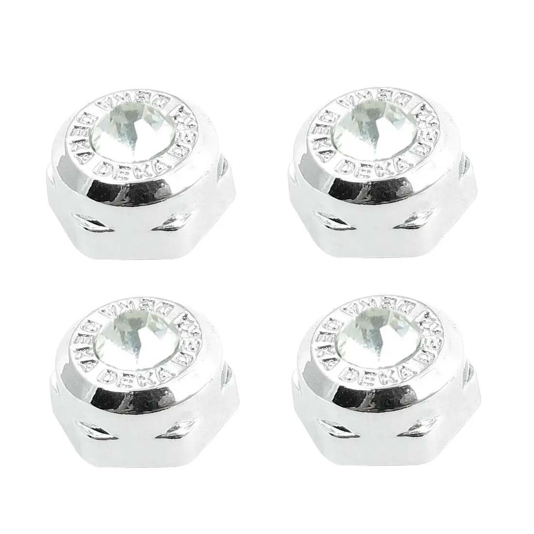 

X Autohaux 4 Pcs Rhinestone Decor Silver Tone Car Hexagon Shape License Plate Screw Bolt