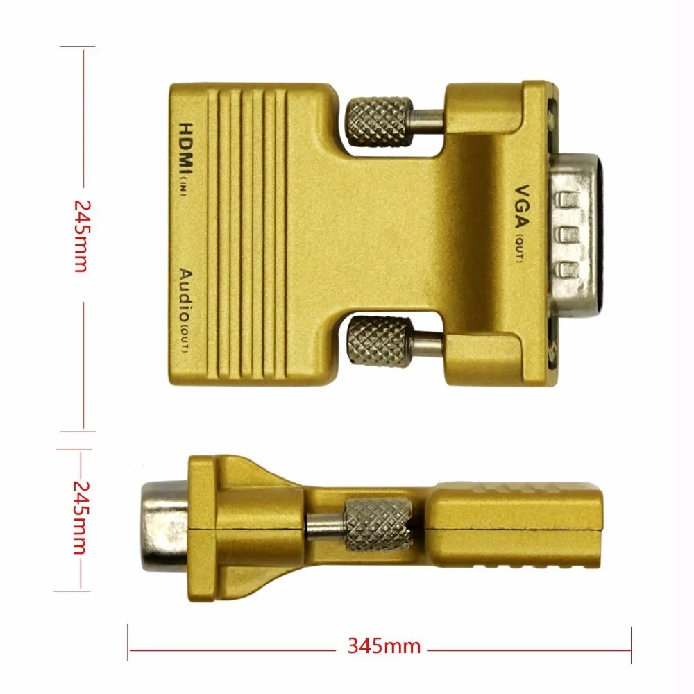 1080 P HDMI женщиной, мужчина VGA видео адаптер конвертер с Audio Gold