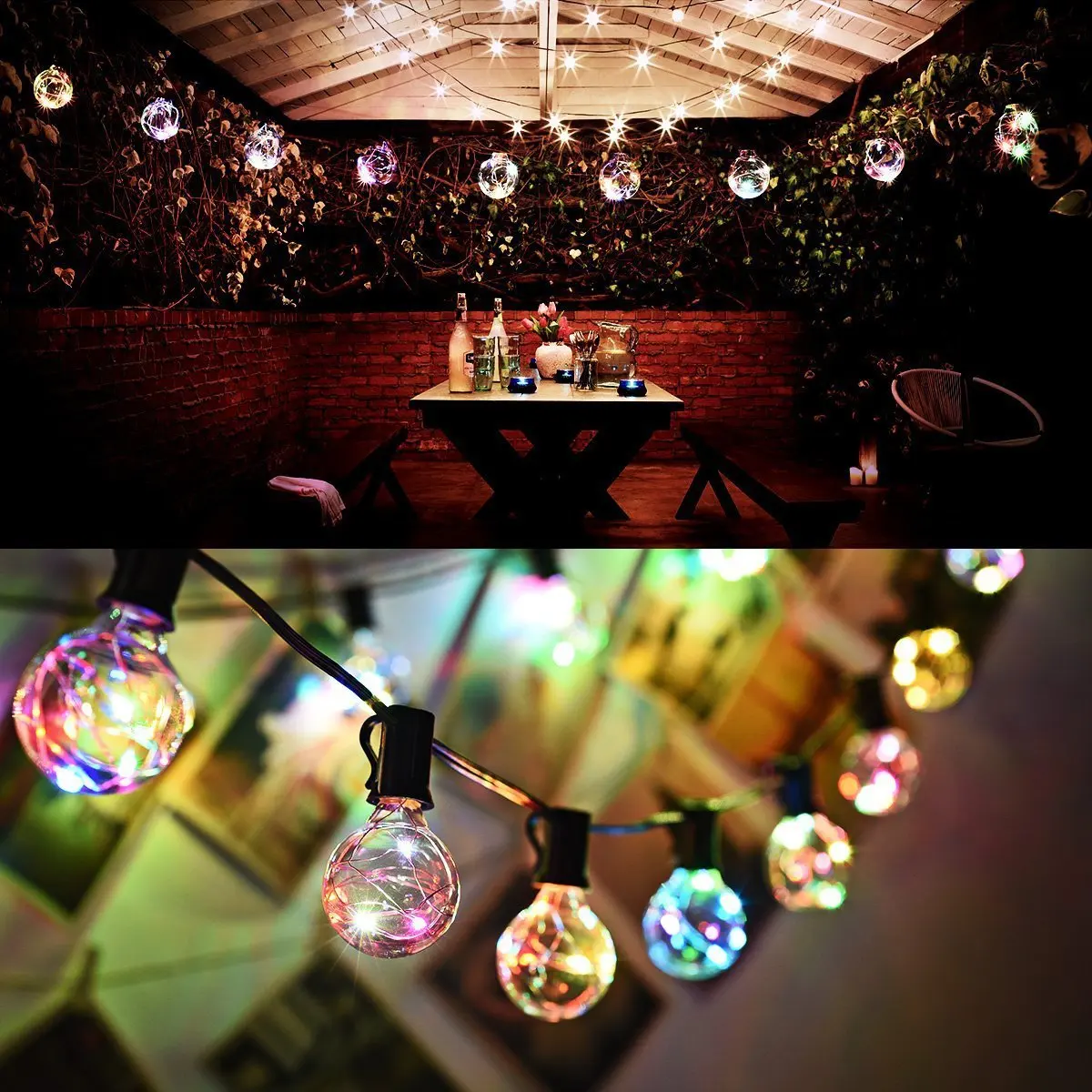 

Binval G40 Copper Wire Lamp String LED Globe String 25 Globe Bulbs Garden Hanging String Lights Vintage Backyard Patio Lights