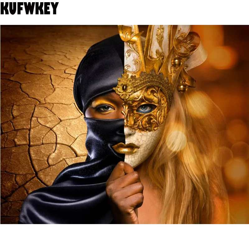 

gothic diamond painting Cross stitch mask woman Diamond mosaic Full Square Round Rhinestone Embroidery diamond sale wall decor