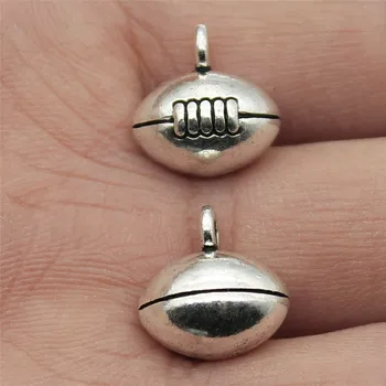 

WYSIWYG 4pcs Antique Silver Color Tone 13x13mm American Football Charms Pendant For Jewelry Making DIY Jewelry Findings