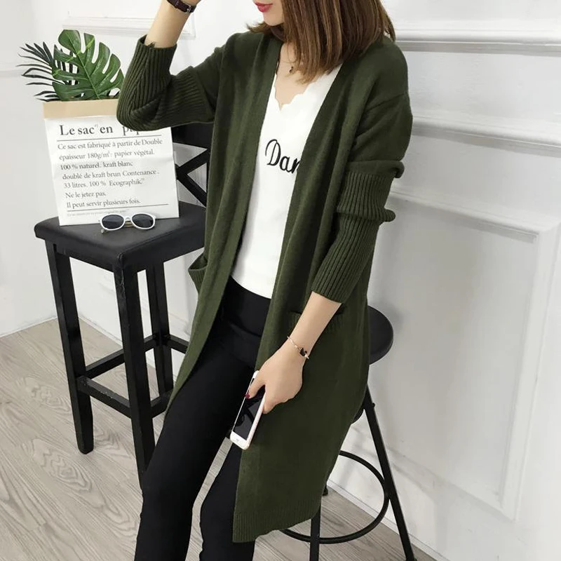 Women Autumn Open Stitch Cardigan 7 Colors Available Knitted High Quality Ladies Outwear Sweater Long Cardigans