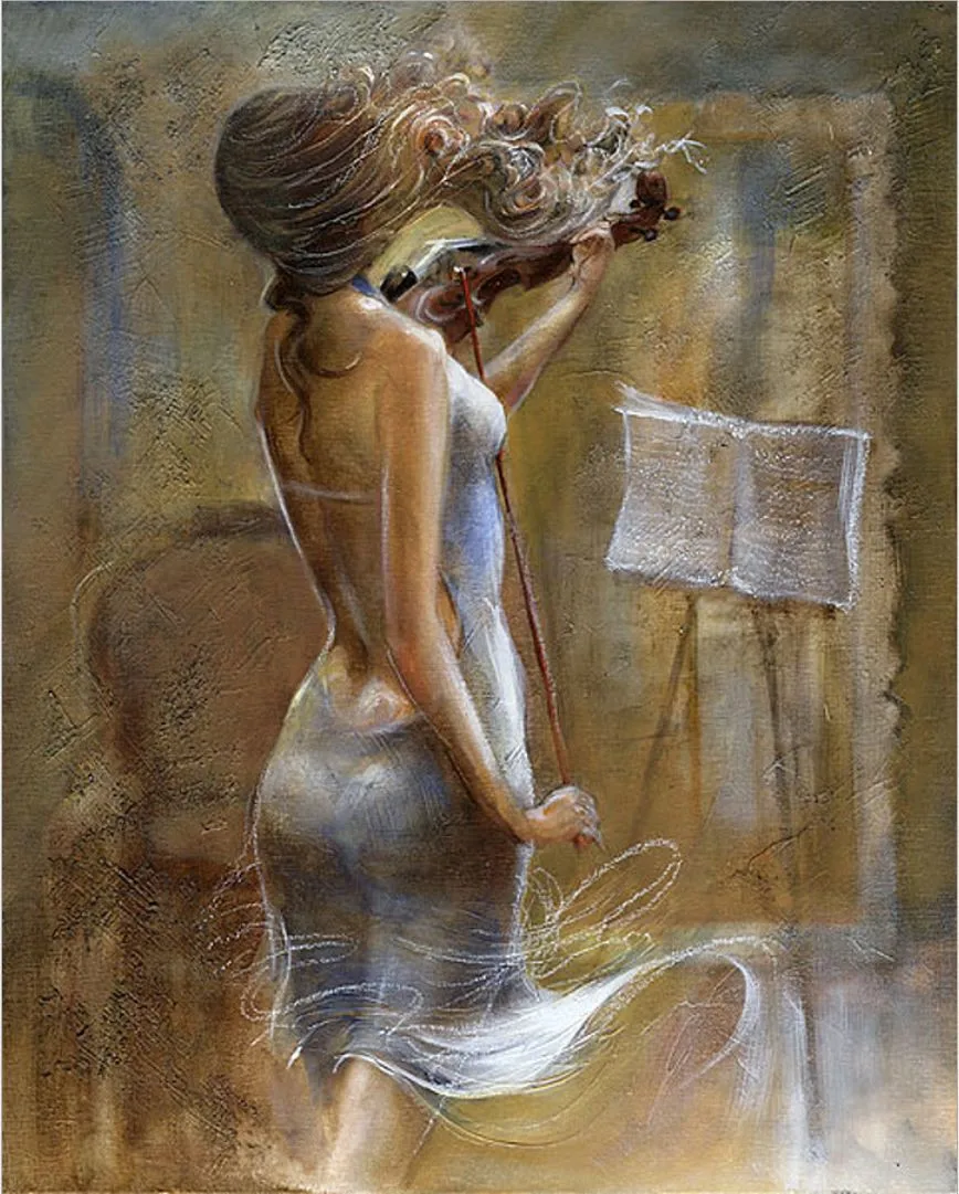 

Hand painted painting by numbers DIY Digital oil paintings on canvas art pictures Home Decor coloring wall Sexy Violin HY918