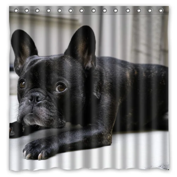 French Bulldog Waterproof Fabric Bath Shower Curtain Mildewproof