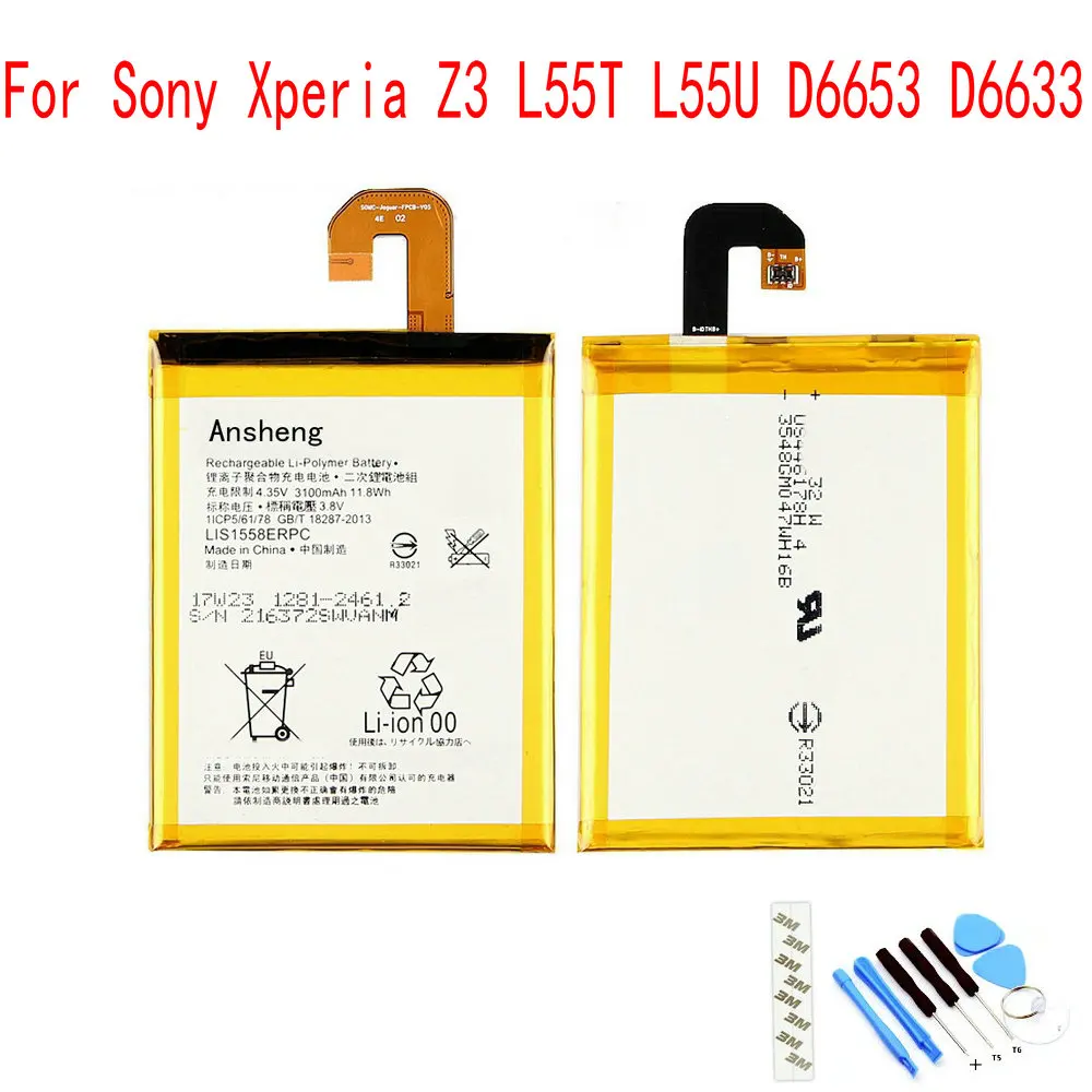 Ansheng оригинальный LIS1558ERPC 2330mAh аккумулятор для Sony Xperia Z3 L55T L55U D6653 D6633 мобильный