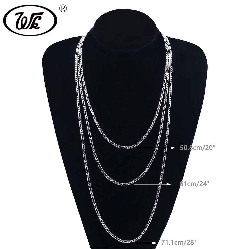 Wk 50cm 75cm 3mm 925 Sterling Silver Figaro Chain Men Male Mens Silver Necklace Chains Jewelry 22 24 26 28 30 Inch 18 Nm021 Necklaces Aliexpress