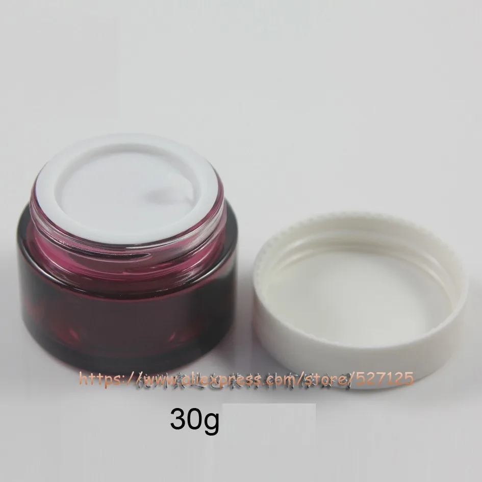 30g n white lid 10 г 15 г 30 г 50 г фиолетовая(окрашенная) стеклянная банка с пластиковой крышкой, крема для век/крем-маска/Крем для лица/мини/контейнер для образцов - Цвет: 30g n white lid