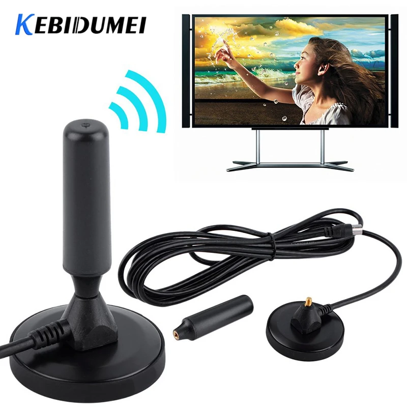 New Wireless Television Antennas Digital 30dBi Indoor Gain DVB-T/FM Aerial Antenna PC for TV HDTV Black | Электроника