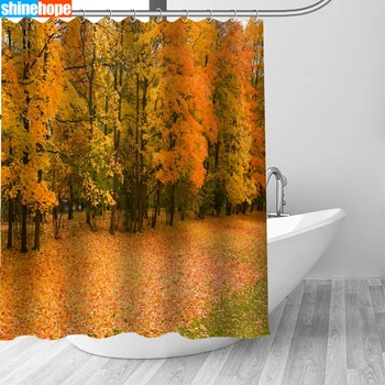 

Customized Shower Curtain Maple Leaf Waterproof Polyester Bathroom Curtains High Quality Curtains for Bathroom Shower