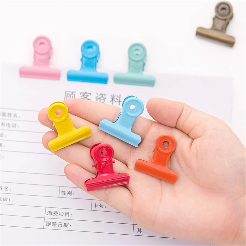 

5pcs Candy Color Binder Clips Metal Binder Clips Cute Macaron Color Photos Tickets Notes Letter Paper Clam Office Accessories