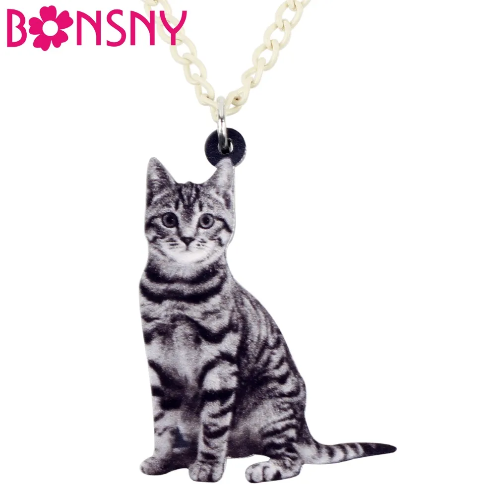 Bonsny Acrylic Elegant Sitting American Shorthair Kitten Cat