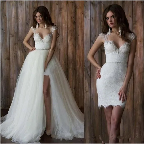 cap-sleeve-lace-backless-wedding-dress-short-front-long-back-detachable-skirt-two-piece-beach-wedding-dresses-vestido-de-novia_副本