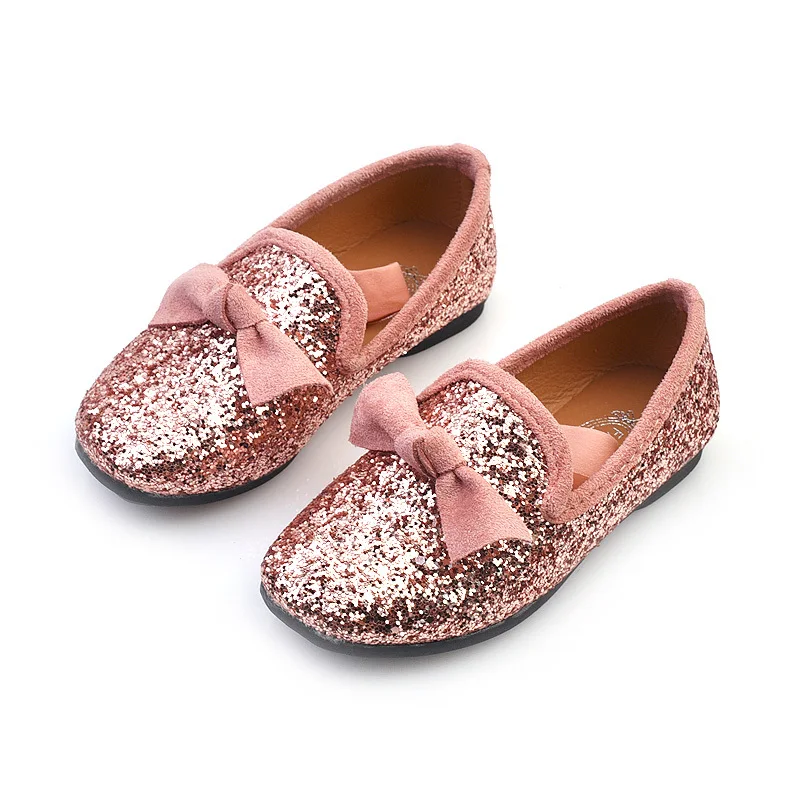 Children Infant Kids Bowknot Pearl Lace Crytal Sequin Low-Heel Princess Dress Shoe Kstare Dancing Shoes for Girls