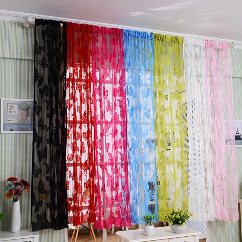 Короткие тюлевые занавески на окна с бабочкой Размеры 100 см * 200 см|curtain design|designer