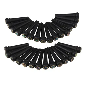 

Yibuy 30PCS Brass Circle Ebony Abalone Dot Bridge End Pin for Acoustic Guitar Black