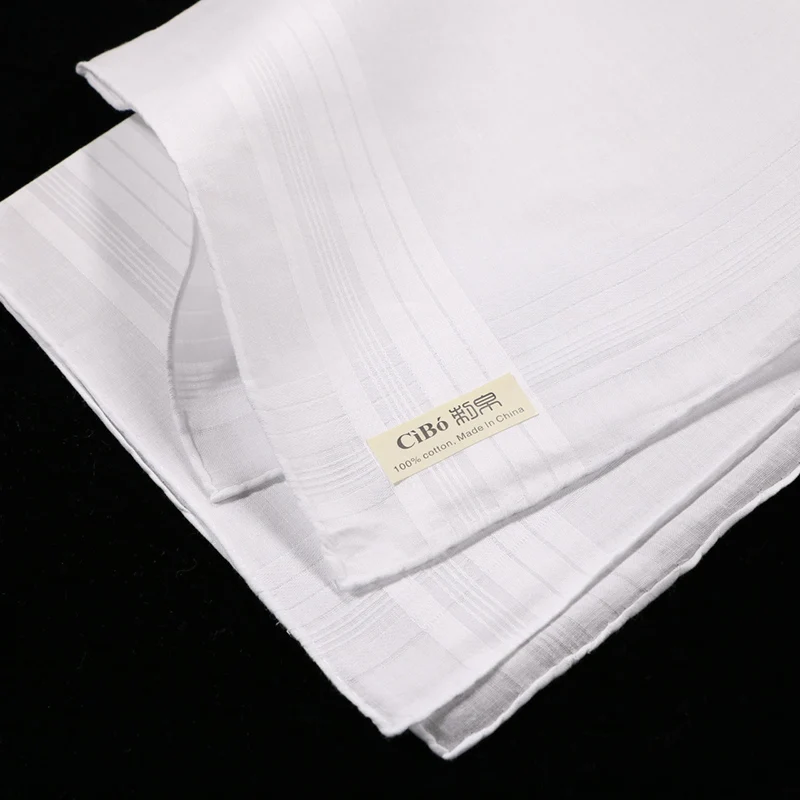 M001: 12 pieces classic men's 100% cotton satin banded handkerchief ...