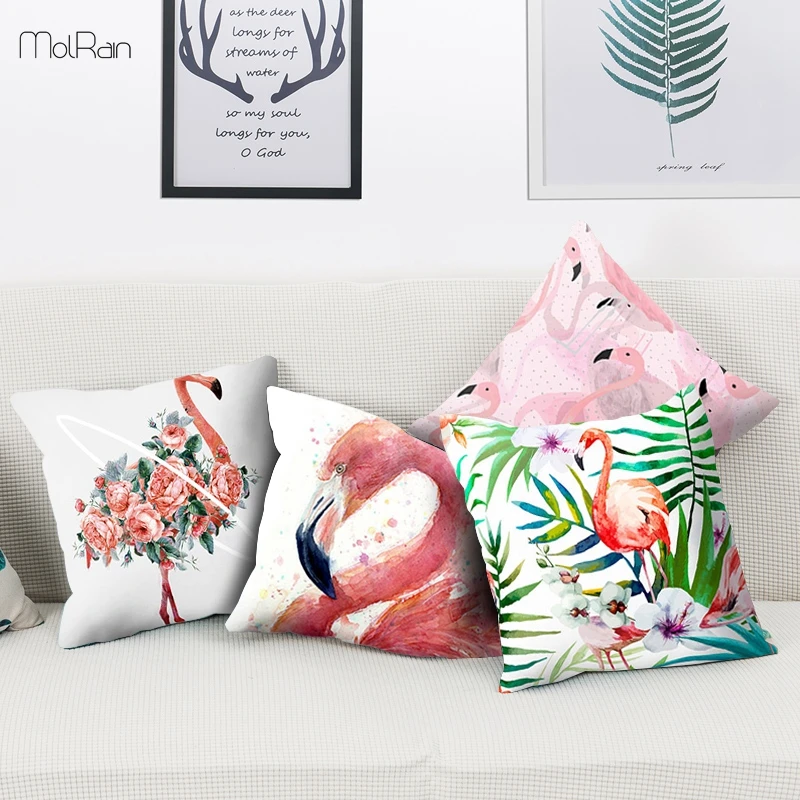 

Cushions Home Decor Flamingo Pattern Square Cushion Cover 45*45cm Decorative Pillows for Car Printed Pillowcase Home Textile