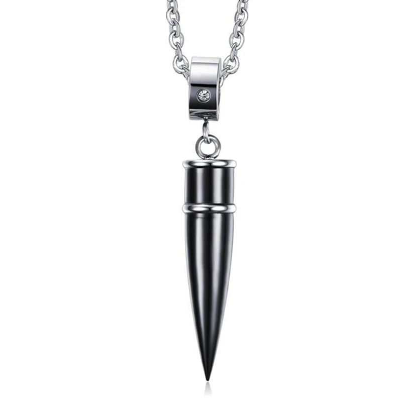 

Cool Male Charm Necklace Men Quality Stainless Steel Bullet Pendant Necklace Silver & Black & Rose Gold Color Jewelry Punk Gift