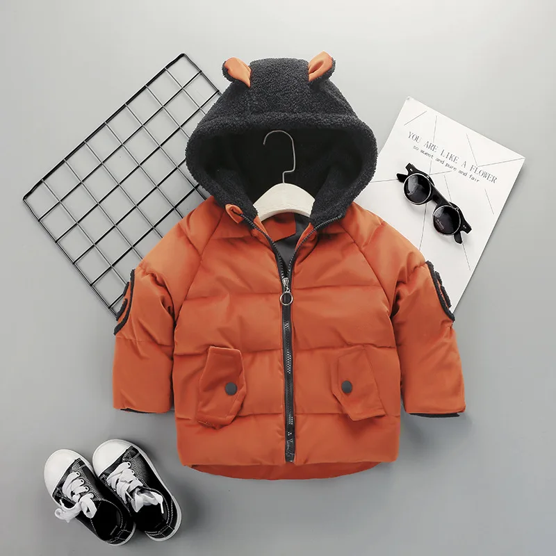 

Boy Cotton Jacket 2018 New Winter Warm Boys Corduroy Hooded Warm Jacket Children Outerwear kids Zipper jacket Coat 1-6years