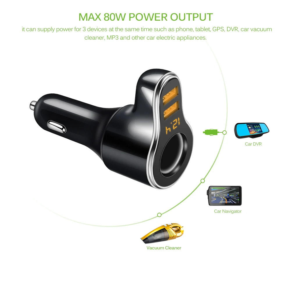 Onever DC 12-24V розетка для автомобильного прикуривателя Зарядное ...