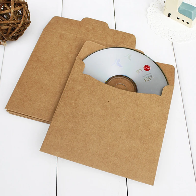 2000pcs/lot Kraft Paper CD Sleeves Discs DVD Packaging Bag Box CD Case